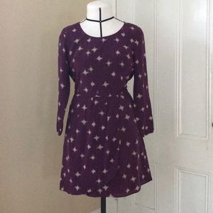 Madewell Purple silk dress size 6 long sleeves